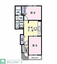 エピナールB 2DKの間取図画像