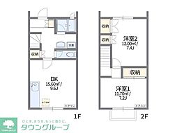 レオパレスパークサイドガーデンハウスB 2LDKの間取図画像
