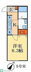 千葉市中央区寒川町1丁目アパート 1Kの間取図画像