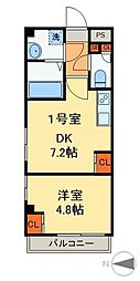 テリアズ港町 1DKの間取図画像