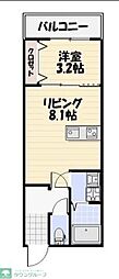 千葉市稲毛区小仲台7丁目アパート 1LDKの間取図画像