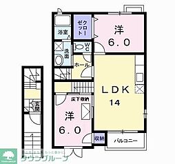 オレンジハウス 2LDKの間取図画像