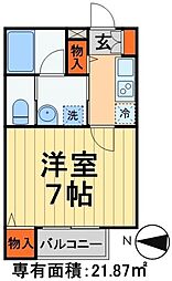 ルミエールエタンセルドゥー 1Kの間取図画像