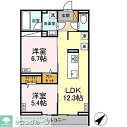 グランアジュール 2LDKの間取図画像