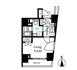 VELLSTAGE大山 1Kの間取図画像