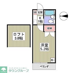 ロゼリア 1Kの間取図画像