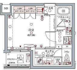 クレヴィスタ板橋本蓮沼 1Kの間取図画像