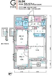 ジェノヴィア板橋東山町スカイガーデン 2LDKの間取図画像