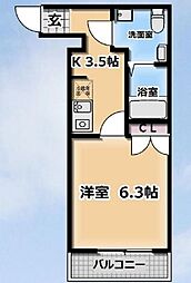 ベルテ・エフ 1Kの間取図画像