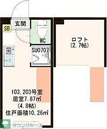 ハーモニーテラス中板橋3 ワンルームの間取図画像