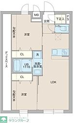 板橋区若木2丁目マンション 2LDKの間取図画像