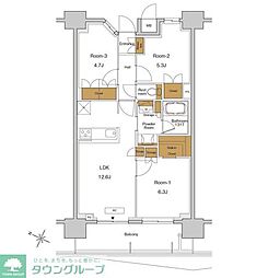 ＲＪＲプレシア東十条ガーデン 14階3LDKの間取り