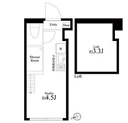 ハーモニーテラス池袋本町 1階ワンルームの間取り