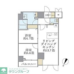 板橋区蓮沼町マンション 2LDKの間取図画像