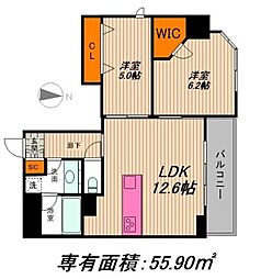 クレストコート志村坂上 2LDKの間取図画像