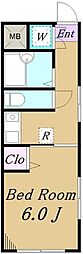 第三アルレ堀之内 1Kの間取図画像
