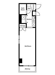 グリーンロード中台 1Kの間取図画像