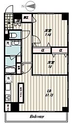 ライズ若木通り 2LDKの間取図画像