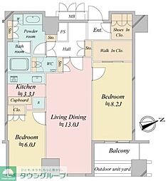 ウエストパークタワー池袋 2LDKの間取図画像