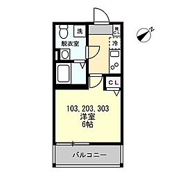 小田急江ノ島線 鵠沼海岸駅 徒歩10分の賃貸アパート 2階1Kの間取り