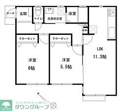 JR東海道本線 辻堂駅 徒歩16分の賃貸アパート 1階2LDKの間取り