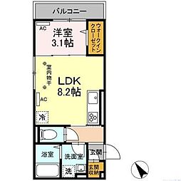 JR東海道本線 平塚駅 徒歩10分の賃貸アパート 1階1LDKの間取り