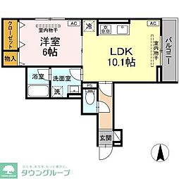 パラディーゾ湘南 1LDKの間取図画像