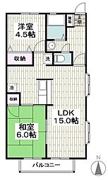 ヴィラ湘南 2LDKの間取図画像