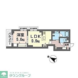 フェリシアガーデンちがさき 1LDKの間取図画像