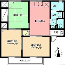 サンガーデン高田A 3DKの間取図画像