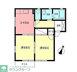 湘南ブライトC 2DKの間取図画像