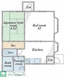 湘南パレス 2DKの間取図画像