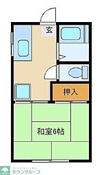 サンフォーブル 1Kの間取図画像