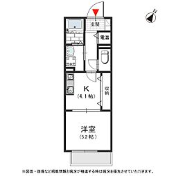アインスフィア 1Kの間取図画像