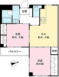 シェルマンド毛馬 2LDKの間取図画像