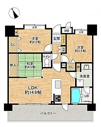 パルテノンクルメロイヤルマーク 3LDKの間取図画像