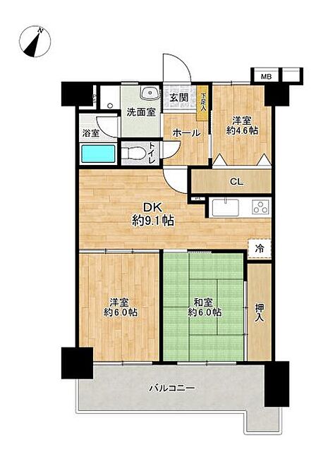 南面バルコニー！和室も洋室もある使い勝手の良い間取りです♪