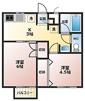 パークサイドハウス 206 ｜ 兵庫県西宮市学文殿町1丁目（賃貸アパート2K・2階・34.78㎡） その2