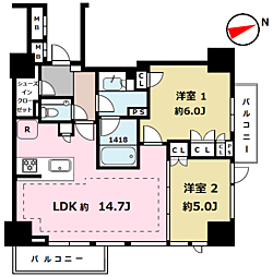 東京ベイシティタワー 2LDKの間取図画像