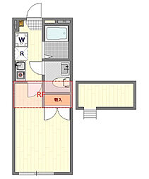 JR横浜線 菊名駅 徒歩8分の賃貸アパート 2階1Kの間取り