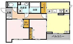 小田急小田原線 向ヶ丘遊園駅 徒歩16分の賃貸アパート 1階2LDKの間取り