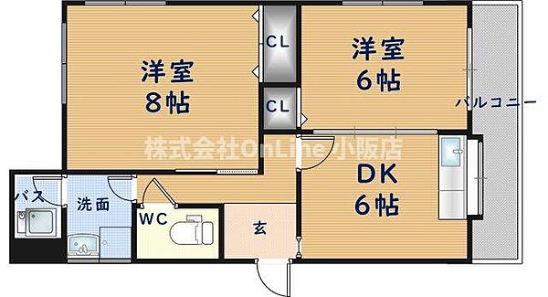 センチュリーハイツ ｜大阪府東大阪市玉串元町2丁目(賃貸アパート2DK・2階・50.00㎡)の写真 その2