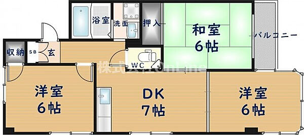 シャトー西村 ｜大阪府東大阪市吉田7丁目(賃貸マンション3DK・3階・50.00㎡)の写真 その2