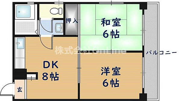 メゾン長田 ｜大阪府東大阪市長田中1丁目(賃貸マンション2DK・8階・40.58㎡)の写真 その2