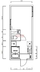 ＮＴ祐天寺コーポＢ棟 1階ワンルームの間取り