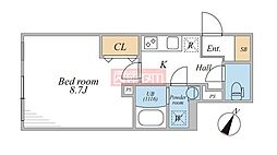 世田谷区上馬1丁目マンション 1Kの間取図画像