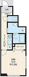 アヴニール三軒茶屋 1Kの間取図画像