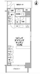 東急ドエルキルト三軒茶屋 ワンルームの間取図画像