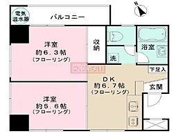 チサンマンション三軒茶屋第2 2DKの間取図画像