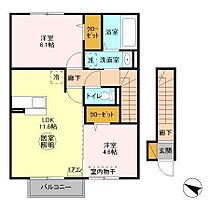 グラマードマレIII　Ｅ 201 ｜ 茨城県神栖市奥野谷（賃貸アパート2LDK・2階・56.72㎡） その2